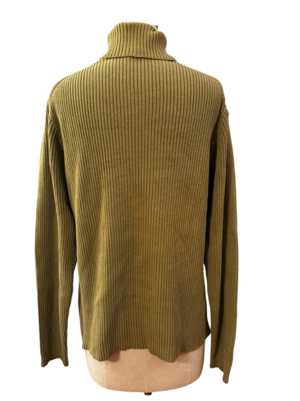 Vintage J.Crew Olive Green Ribbed Turtleneck Sweater Women’s Large Cotton Blend - Picture 6 of 6